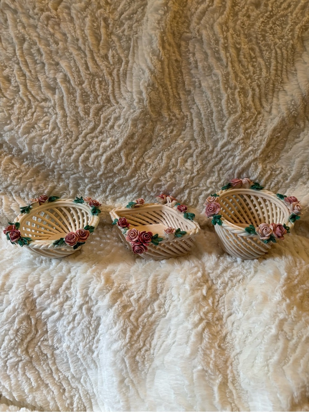 Set of 3 vintage porcelain trinket dishes
